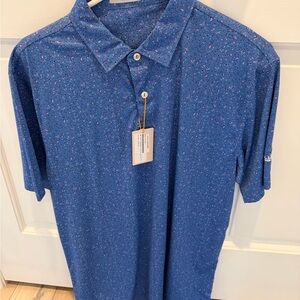 Peter Millar Blue Printed Men's Polo Shirt